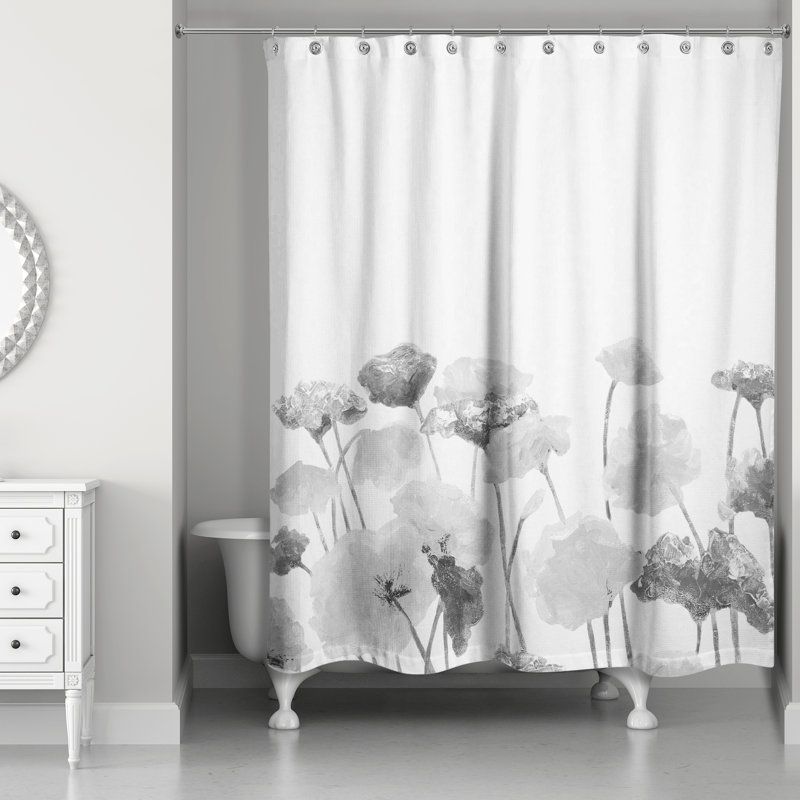 Rideau de douche simple Jennings Way Floral, Gris