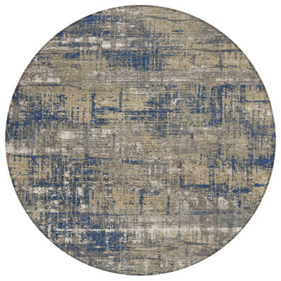 Tapis bleu marine Xhevrie intérieur / extérieur lavable à la machine