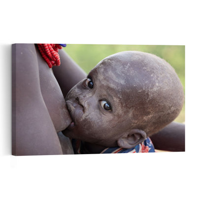 Soulful Gaze Nursing Baby Abstract Contemporary Wall Art Print 1 Piece Wrapped Canvas Wall Art