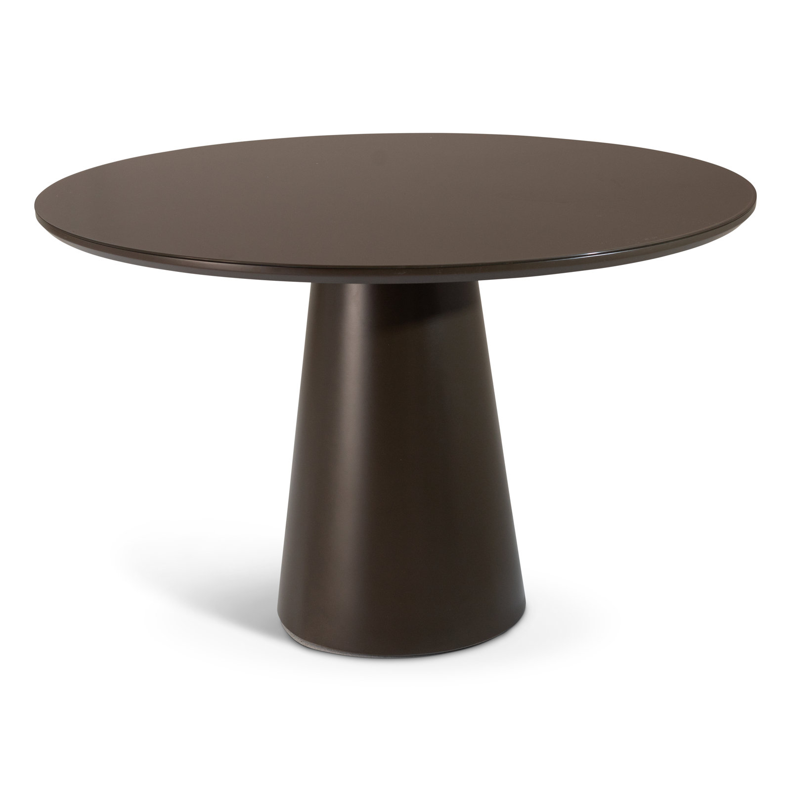 Burdon 47" Glass Top Pedestal Dining Table, Brown