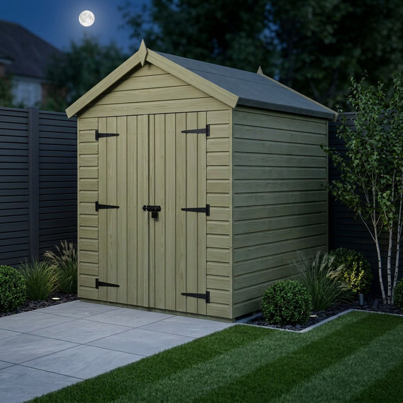 Total Sheds 6ft x 5ft Apex Garden Shed - Double Door - No Windows - Pressure Treated Timber - UK Manufactured