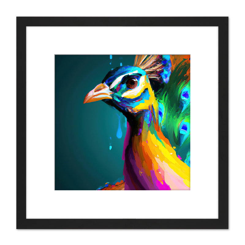 Peacock Bird Vibrant Bright Watercolour 1 Piece Single Picture Frame Painting