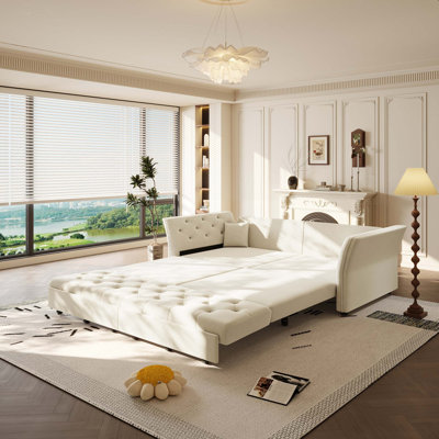 Grand canapé-lit coulissant de 74,4 po, canapé-lit convertible avec motif capitonné en tissu fait à la main, causeuse en velours multifonctionnelle pour le salon, la chambre à coucher