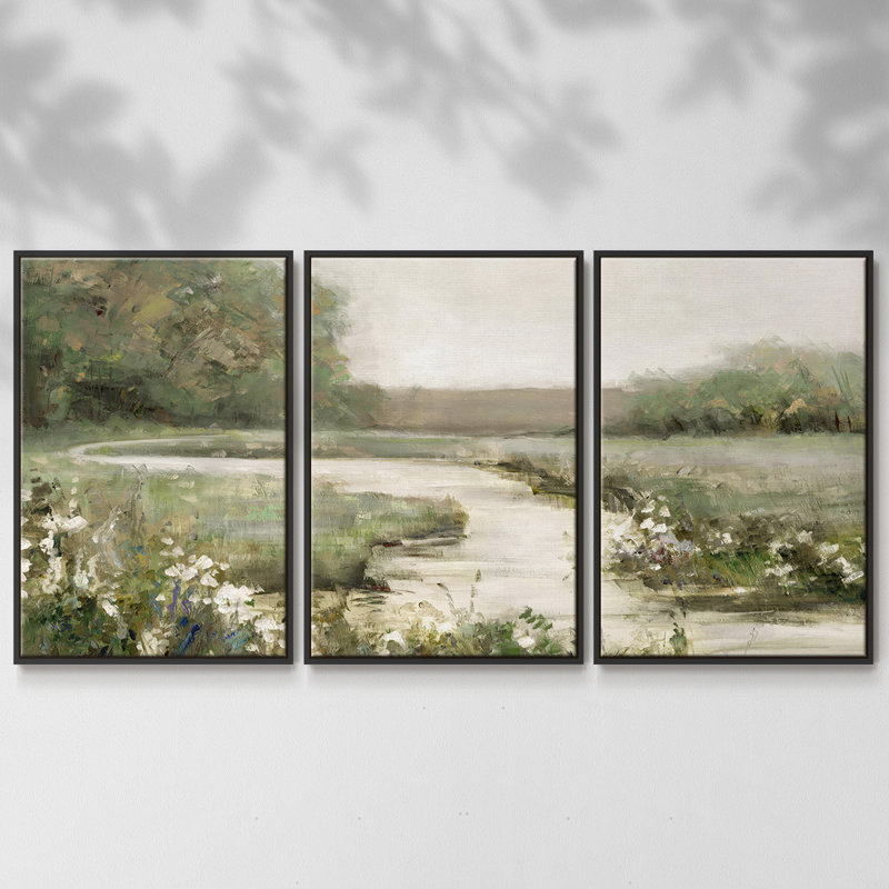3 pièces Quiet Path, H 40 po x l 78 po x P 2 po, Noir