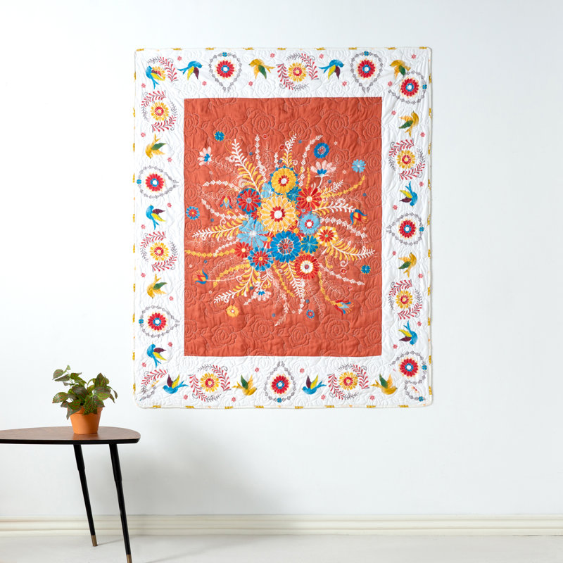 Topanga Reversible Multicolor Floral Cotton Throw Blanket 50" x 60"