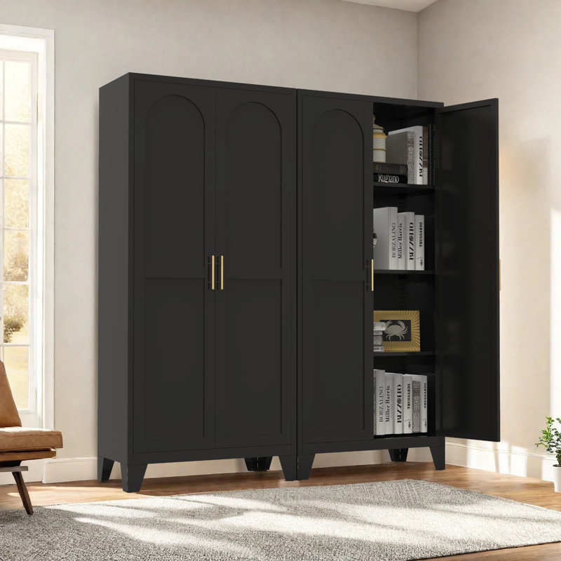 Large Steel Storage Cabinet, Adjustable Shelf Wardrobe For Clothes, Metal Locker For Office Kitchen Bedroom, Easy Assembly Heavy Duty Organizer