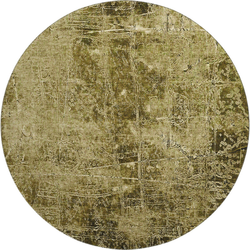 Premium Machine Washable Cerrito AMF559 Brown Rug, Round 8'