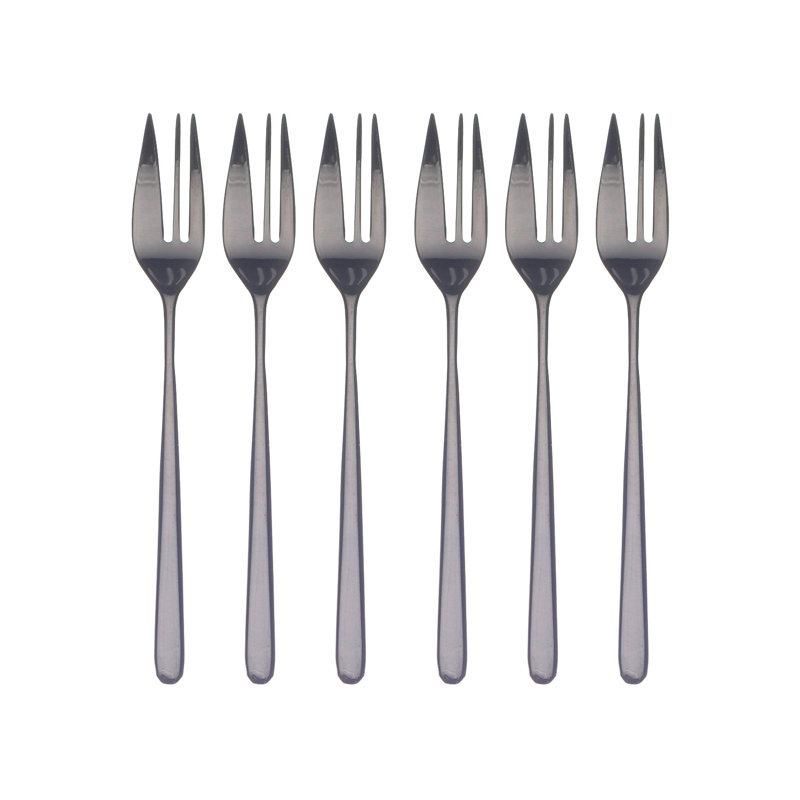 Ensemble de 6 fourchettes à gâteau Linea Bronzo, Or noir