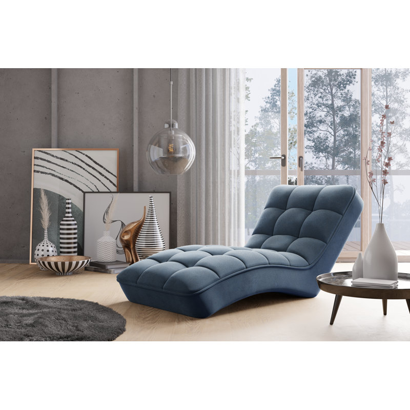 Frenette Upholstered Chaise Lounge, Blue