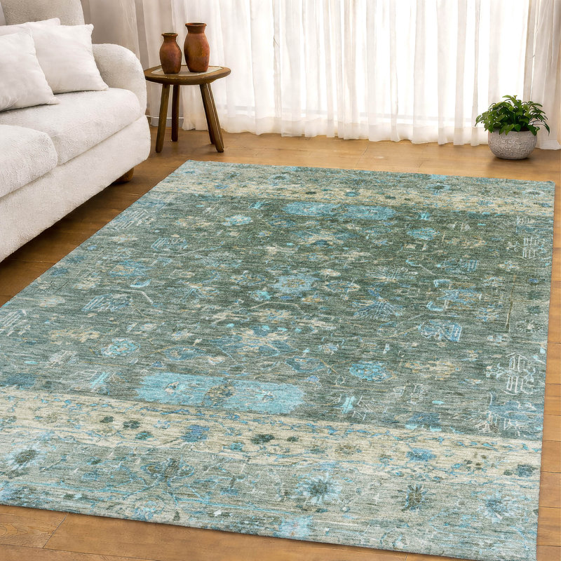 Premium Machine Washable Mayfield AMF2323 Global Rug, 9' x 12', Sage