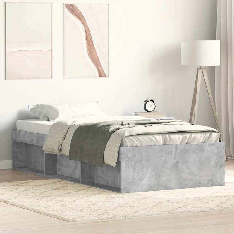 Afriani Bed, European Single (90 x 200cm), Brown Oak