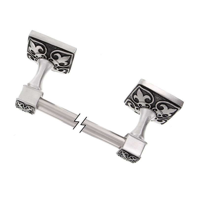Fleur De Lis Wall Mounted Towel Bar, Antique Nickel, 2.25" H x 26.5" L x 2.25" D