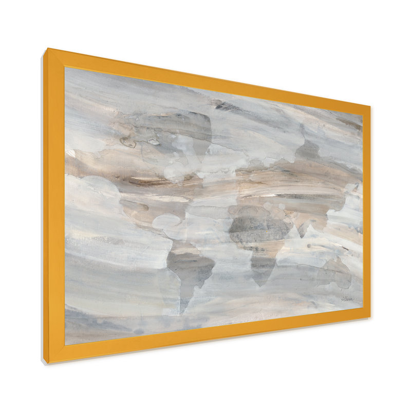 « misty world map », reproduction d’image sur toile, Cadre doré, H 20 po x l 20 po x P 1 po