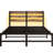 Rustic Brown Wooden Headboard Metal Bed Frame, Full Size, Robust Build, No Box Spring, Noiseless, Storage, Lights, Charging Station And Wood In Brown, Enduring, Soundless, Storage Option, Wire-1148508636-1148508627