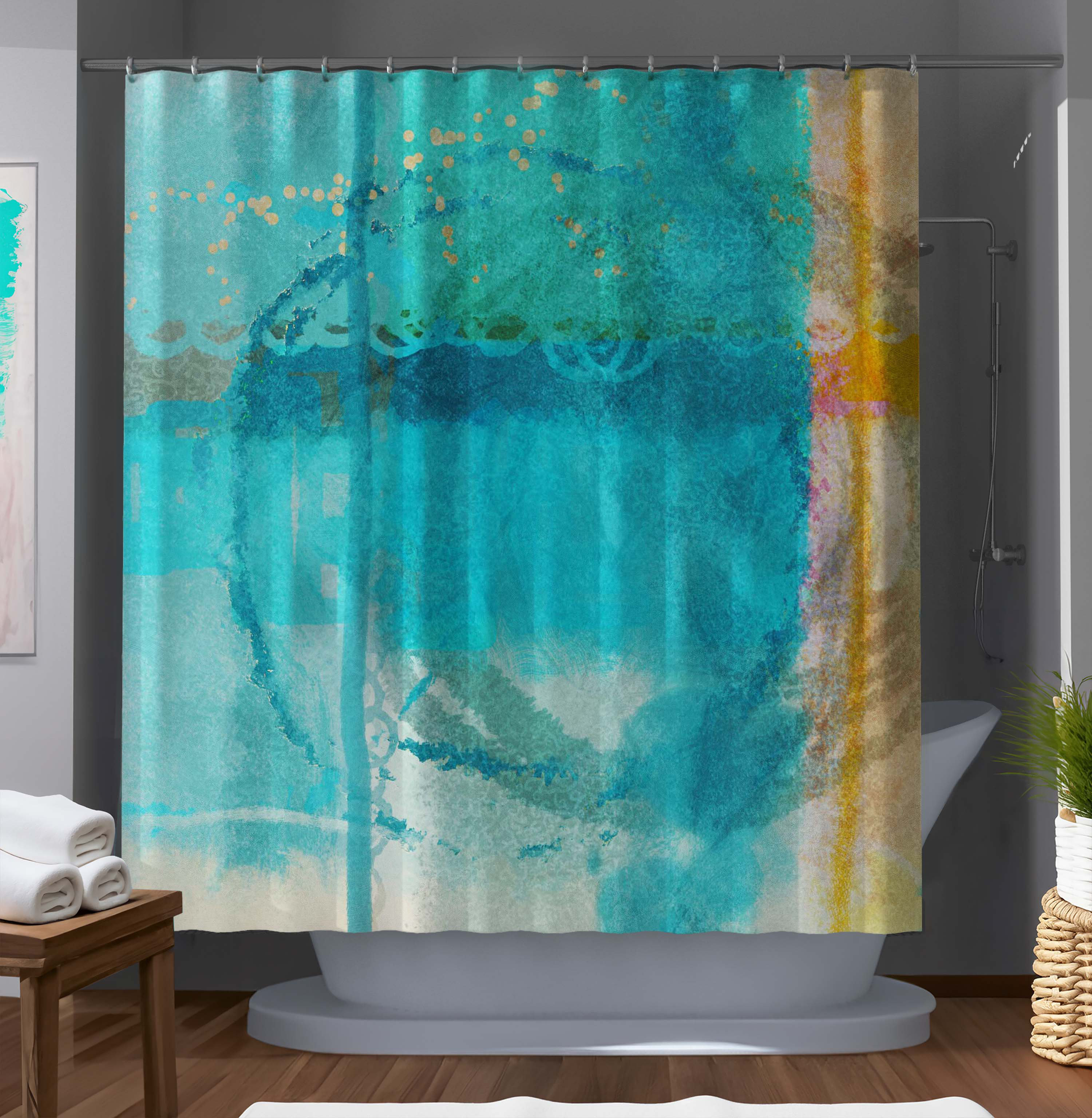 East Urban Home Efficient Exhilaration Designer Shower Curtain | Wayfair