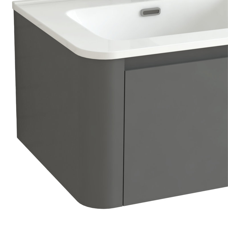 Meuble-lavabo mural simple flottant 30 po avec comptoir en céramique Modern