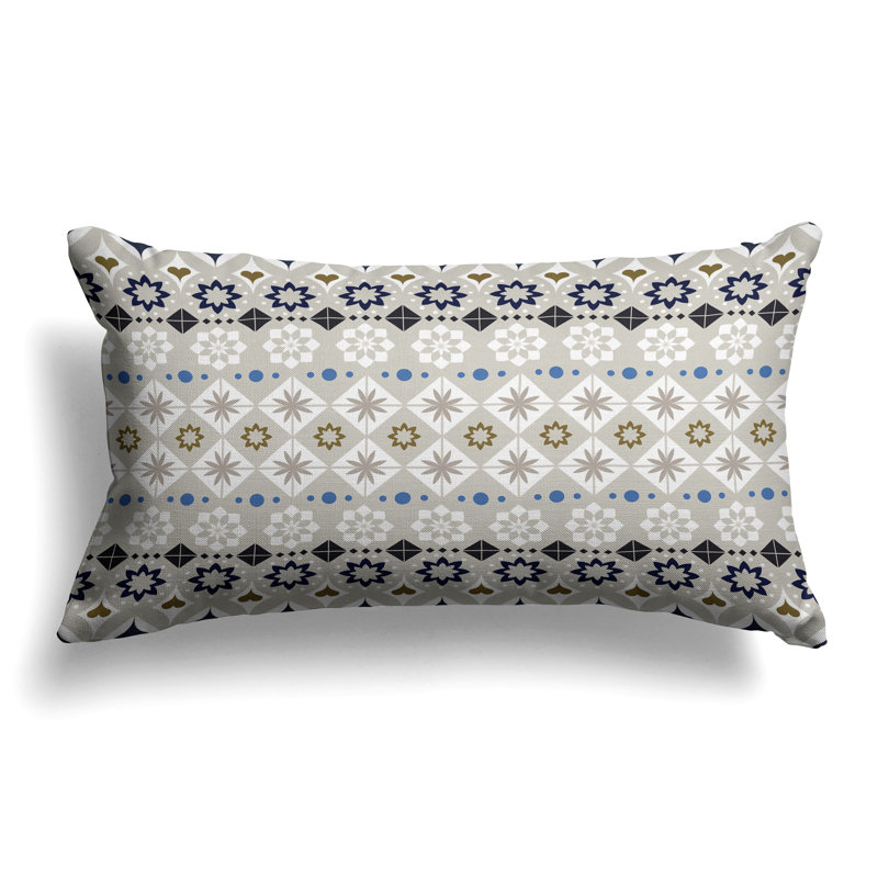 Shape Synergy  Rectangular Throw Pillow, Blue/Silver