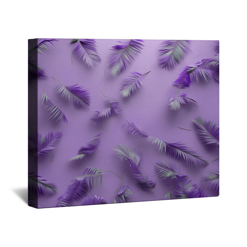 Toile tendue avec feuilles de palmier mauve, 16 x 16 pouces