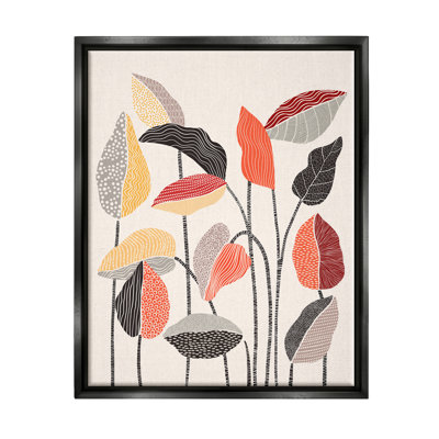" Modern Stripes Squiggle Pattern Flower Sprigs Botanical Motif " by Ioana Horvat
