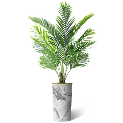 Plante artificielle dans un pot de fleurs, faux palmier aréca, décoration de la maison (pot et plante)