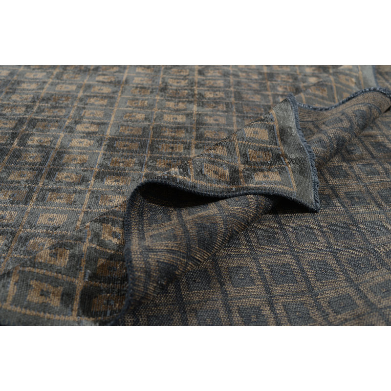 Rapture Gray/Brown Checkered Luxury Area Rug, Rectangle 7'10" x 11'2"
