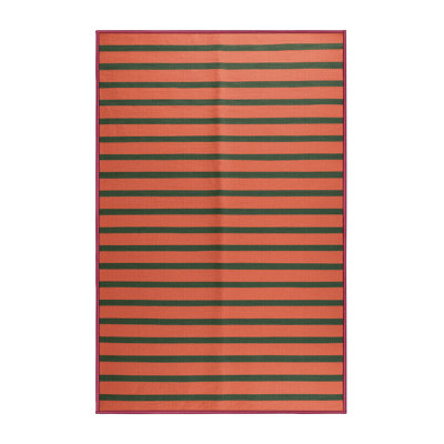 Machine Washable Horizontal Stripes Brown Area Rug