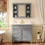 Meuble-lavabo 36 po avec armoire à pharmacie, armoire de rangement moderne avec 2 portes à fermeture douce et 4 tiroirs, meuble-lavabo simple, meuble-lavabo-320241450