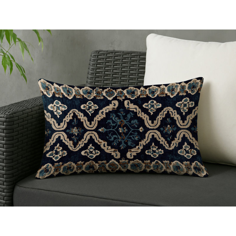 Coussin décoratif intérieur / extérieur gris Modern Modern, Gris / brun clair géométrique, Rectangle H 25 po x l 18 po