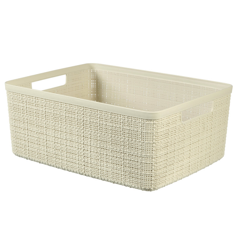 Jute Recycling Storage Box M 12L, Set Of 3, White
