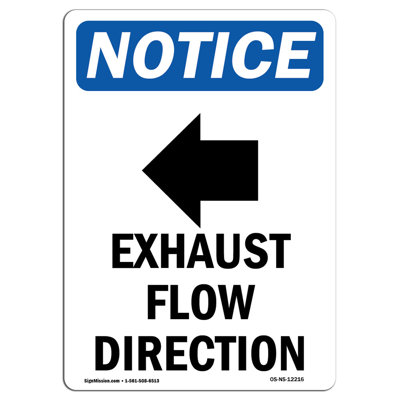 Notice - Exhaust Flow Direction Sign with Symbol