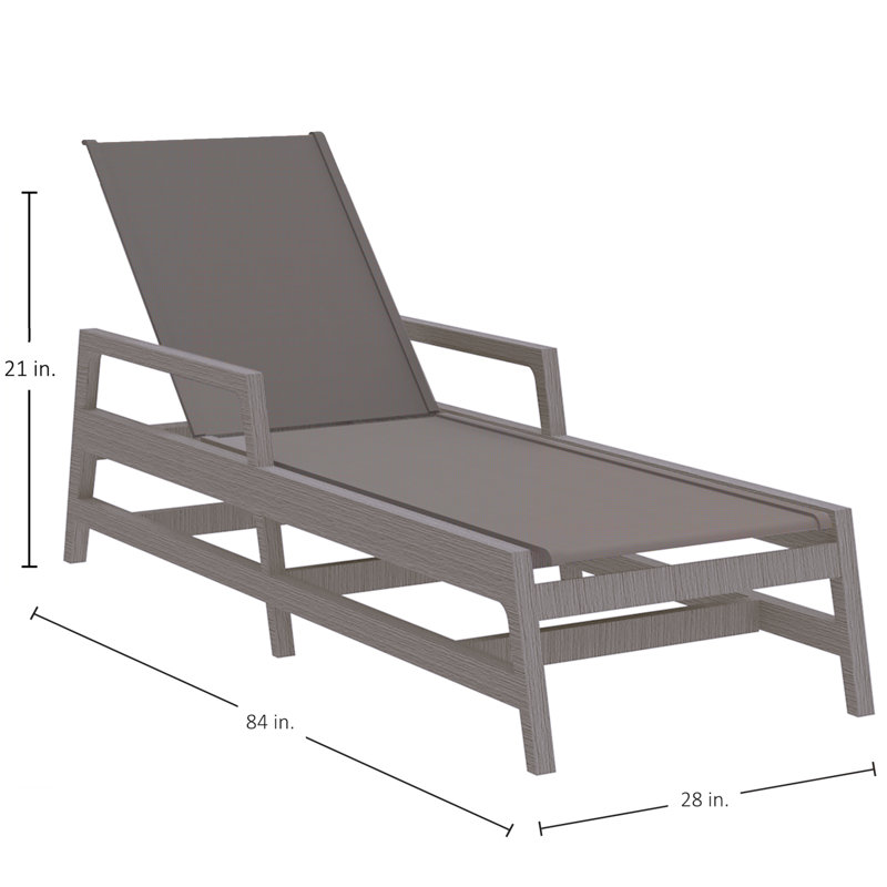 Chaise longue Seashore en bois gris ardoise et toile grise, Noir