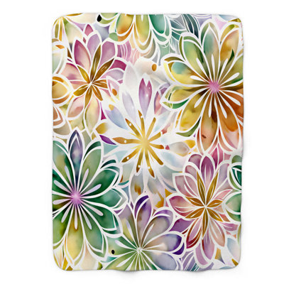 Premium Floral Splendor - 1 Piece Premium Sherpa B Throw Blanket