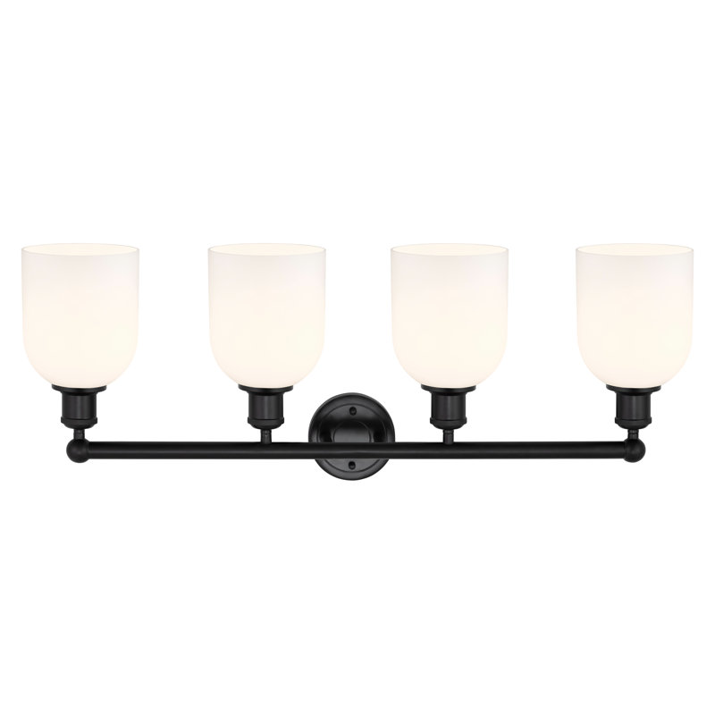Éclairage pour salle de bain 4 lumières Bella, Noir mat, Blanc lustré