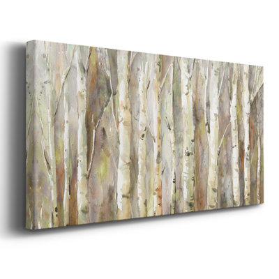 Birch Path- Toile tendue avec châssis tendue - Prêt à accrocher