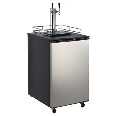 6.1 Cu.Ft Stainless Steel Kegerator  Dual Tap Beer Dispenser with Drip Tray & Shelves, Digital Temperature Control 32F-50F, Full Size Keg Refrigera | Fridge.com