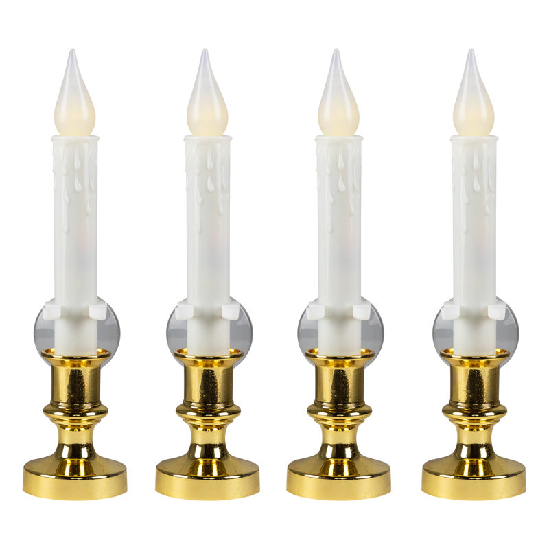 Flickering LED Window Candles With Timer - 8.5" - White - Set Of 6, 4