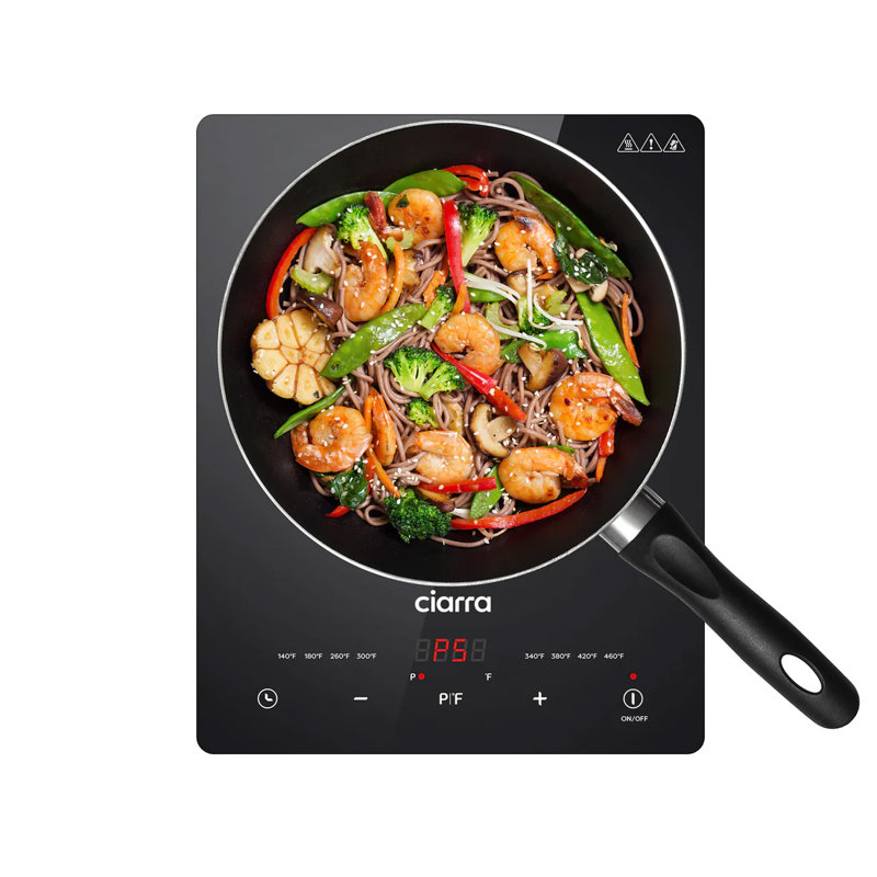 Ciarra Black Glass Portable Induction Cooktop with Touch Control