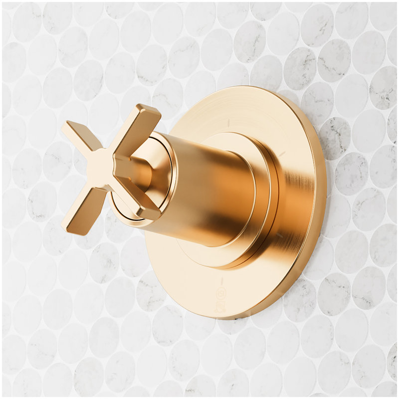 Vassor Thermostatic Shower System With Slide Bar and Hand Shower - Brushed Gold, Brushed Gold