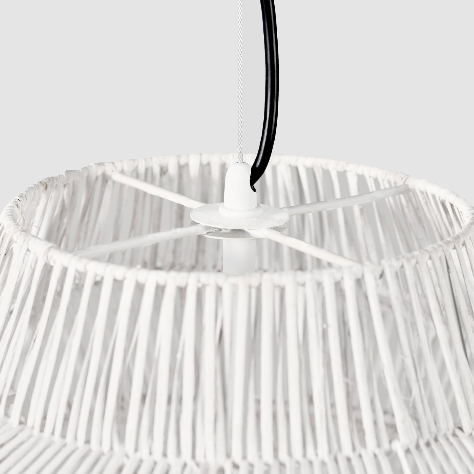 Barlow Single Light Rattan Dimmable Pendant, White