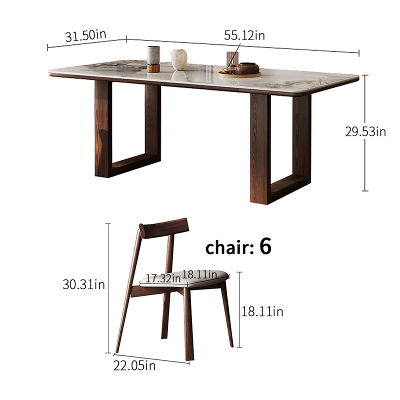 Ensemble de salle à manger carré l 31,50 po, H 29,53 po x L 55,12 po x l 31,5 po