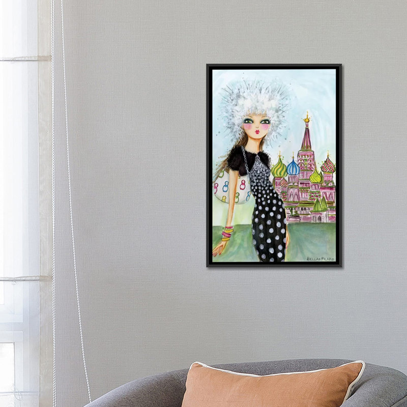 Art de Moscou, H 26 po x l 18 po x P 1,5 po, Toile avec cadre noir