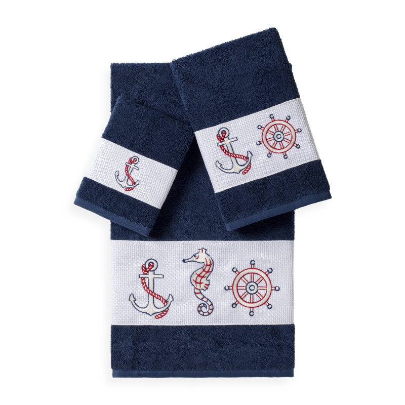 Ensemble de serviettes en coton turc 3 pièces, Bleu minuit