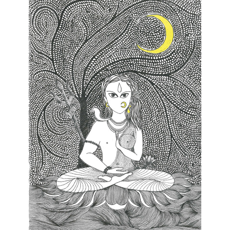 Assis Ardhanarishvara | Encre sur papier | Peinture de Shreya Gupta