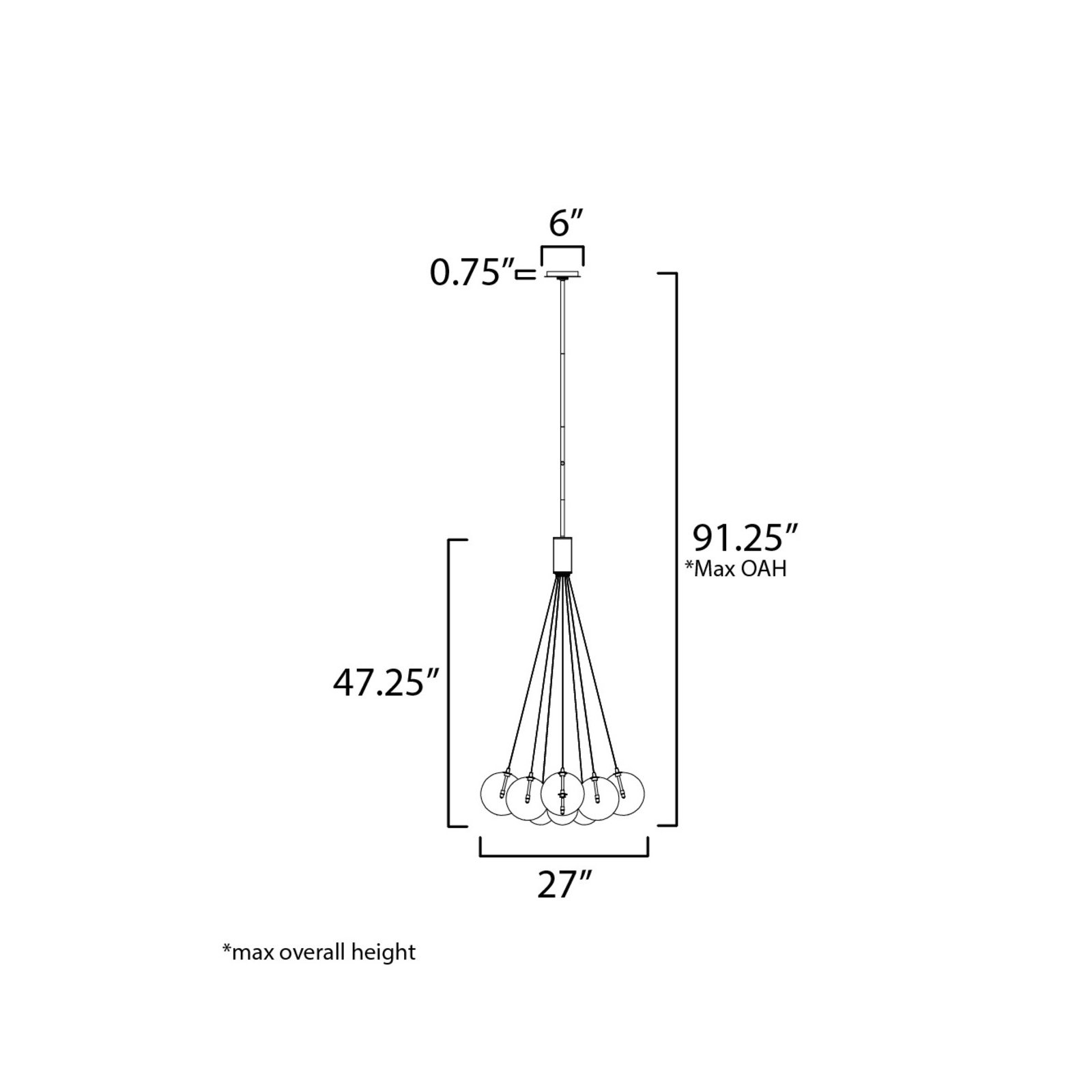 Alikee 12 Light Glass Steel Dimmable Pendant, Clear, Gold