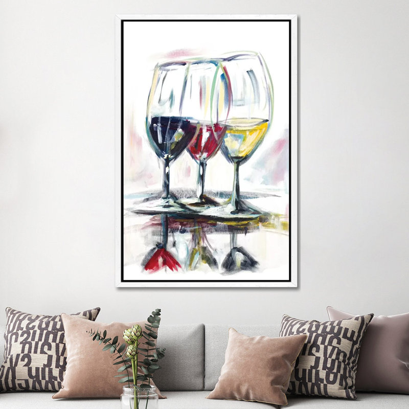 Time For Wine II by Andy Beauchamp - Painting on Canvas, White Framed Canvas, 152.5 cm H x 101.5 cm W