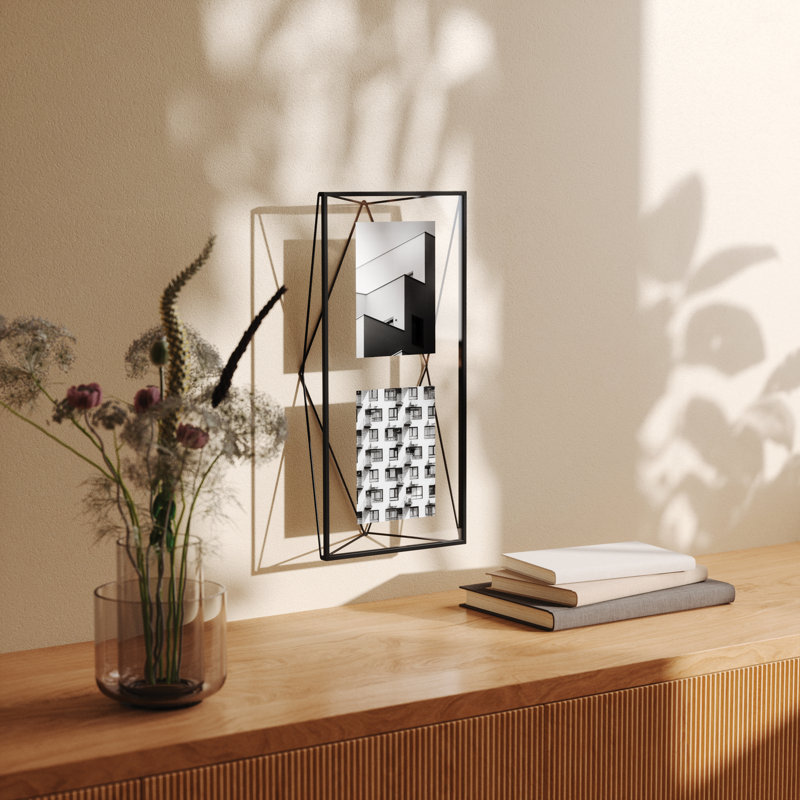 Black Geometric Wire Floating Picture Frame, 20x20