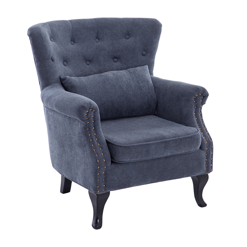 Boundary Bay Armchair: Luxe Fabric, Rolled Arms & Pillow Support, Grey