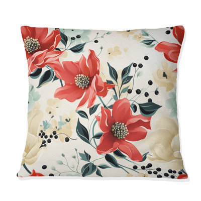 Coussin décoratif rouge et noir Poinsettia Symphony Bliss