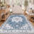 Machine Washable Non-Slip Blue Oriental Area Rug-1222549957