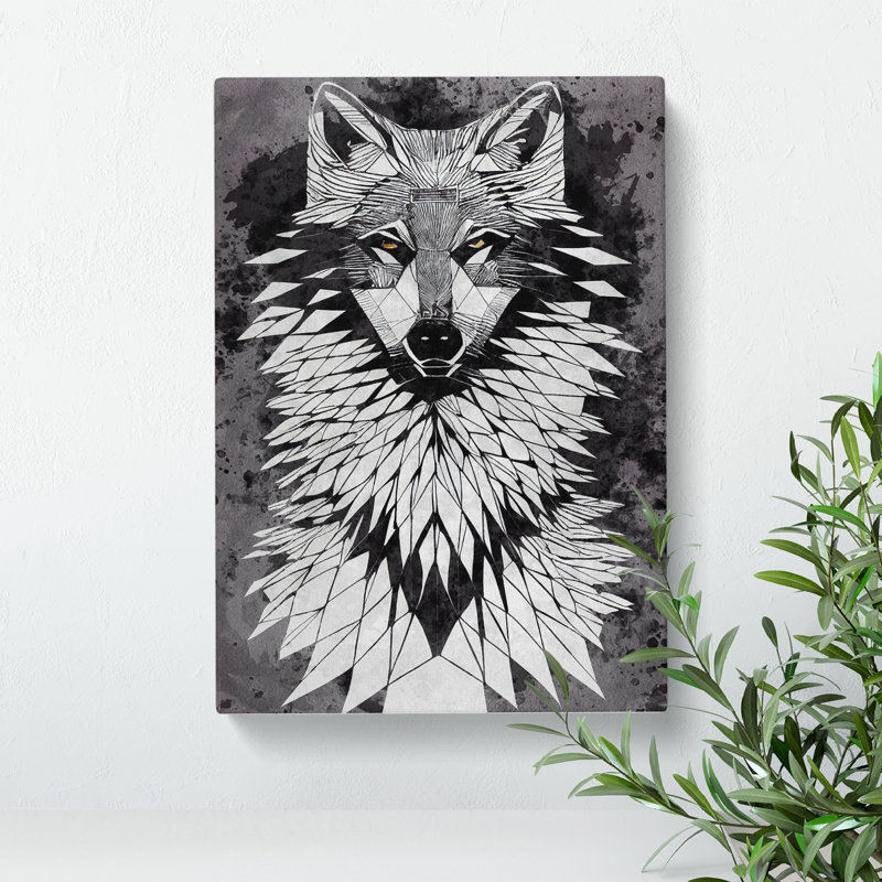 Abstract Watercolour Wolf No.1 - Wrapped Canvas, 60cm H x 40cm W x 3cm D